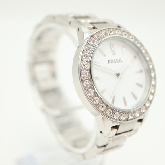 Fossil Jesse Silver Tone 34mm Gem Set Bezel Womens Watch ES2362 w New Battery - Picture 7 of 13